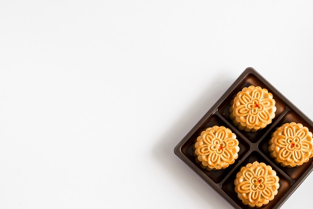 Moon cake on white background