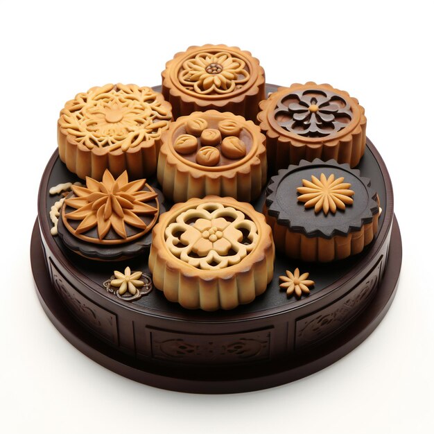 Moon cakes isolated on a white background