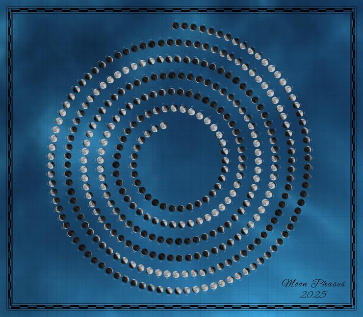 Premium Photo Moon calendar 2025 spiral moon phases