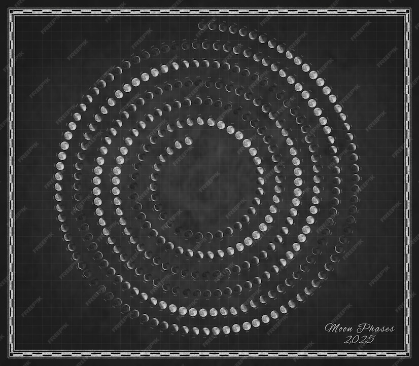 Premium Photo Moon Calendar 2025 Spiral Moon Phases