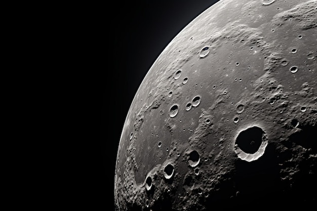 Moon closeup showing the details of the lunar surface march