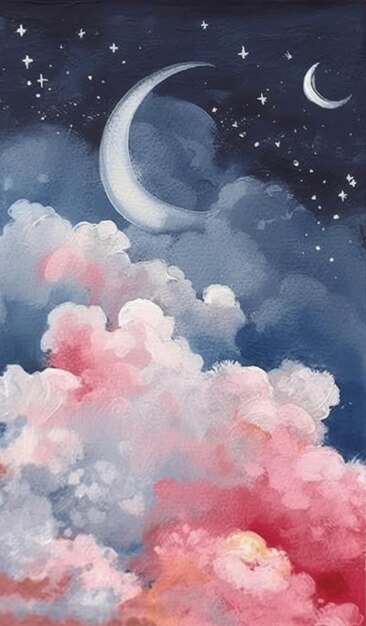 The moon and the clouds wallpaper