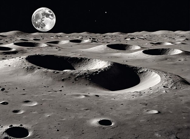 the moon and craters on the surface of the moon