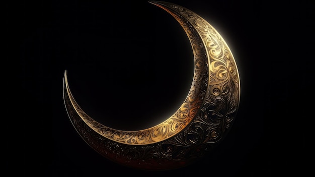 Moon Crescent Eid symbol White Sculpture icon logo illustration Generative ai
