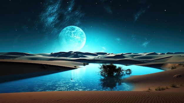 The moon over the desert wallpapers