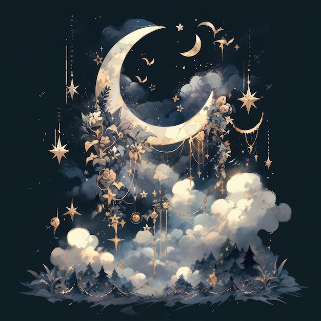 moon design graphic for tshirt