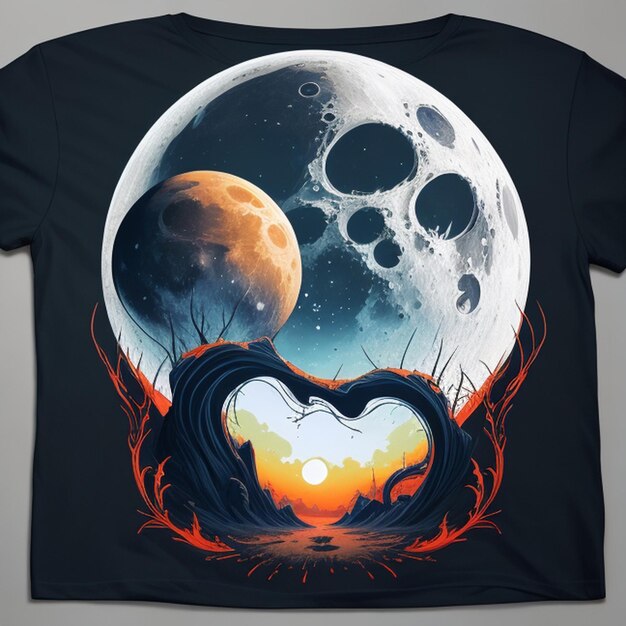 Photo moon design in tshirt