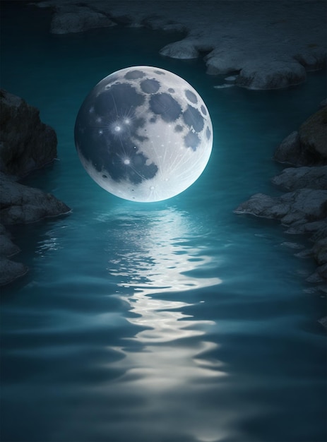 Foto goccia di luna in acqua