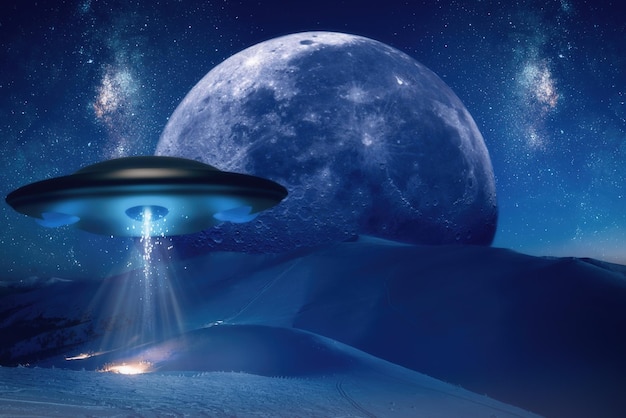 The moon fell from heaven over alien spacecraft