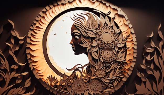 Moon goddess paper cut Generative AI