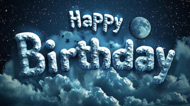 Photo moon happy birthday concept creative horizontal art poster