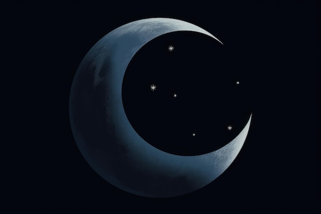 夜間生成 AI を表す濃い青または黒の背景に三日月または満月の月のアイコン