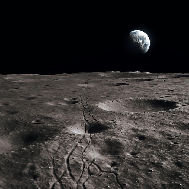 Фото Луна в ночном небе на заднем плане вне земли