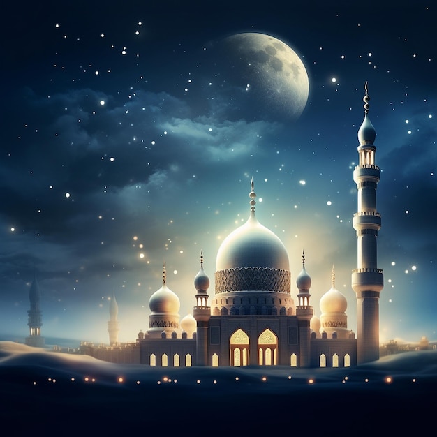 moon and minaret beautiful background