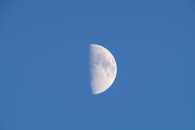 Moon in the morning blue sky
