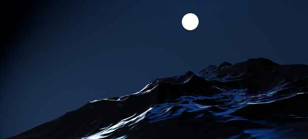 Immagine della luna nella notte con le montagne