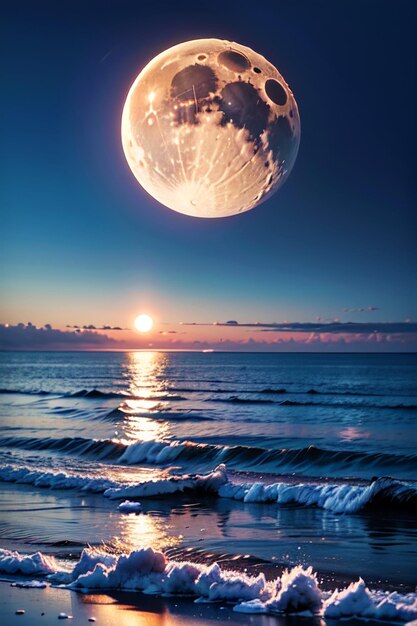 The moon over the ocean