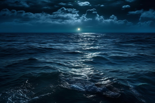 The moon over the ocean