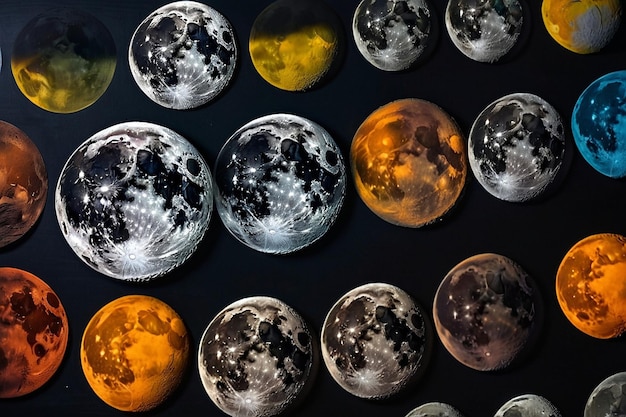 Photo moon phases depicted on a chalkboard