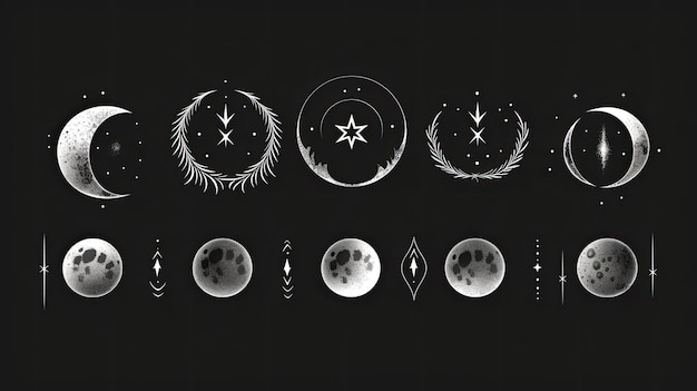 Foto fasi lunari fasi di attività misteriosa al chiaro di luna mano
