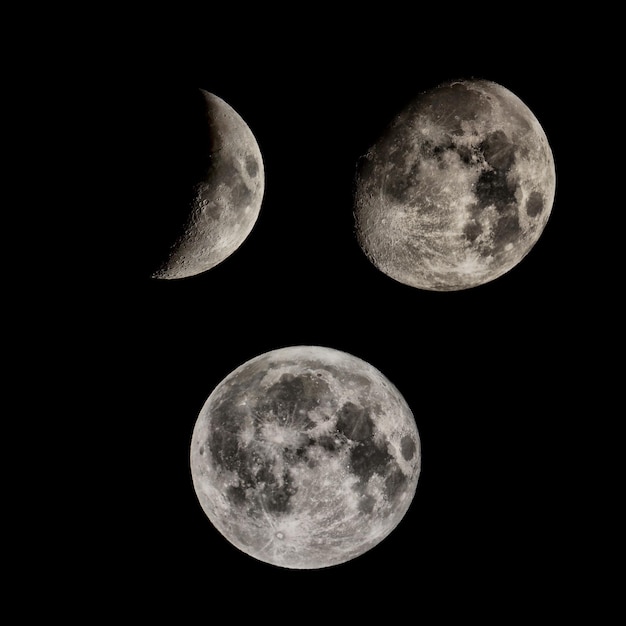 Foto fasi lunari viste con il telescopio