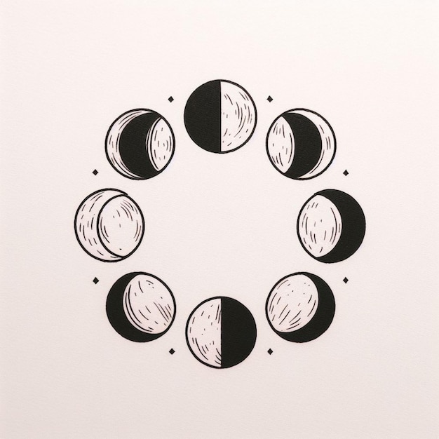 달의 단계 문신 디자인