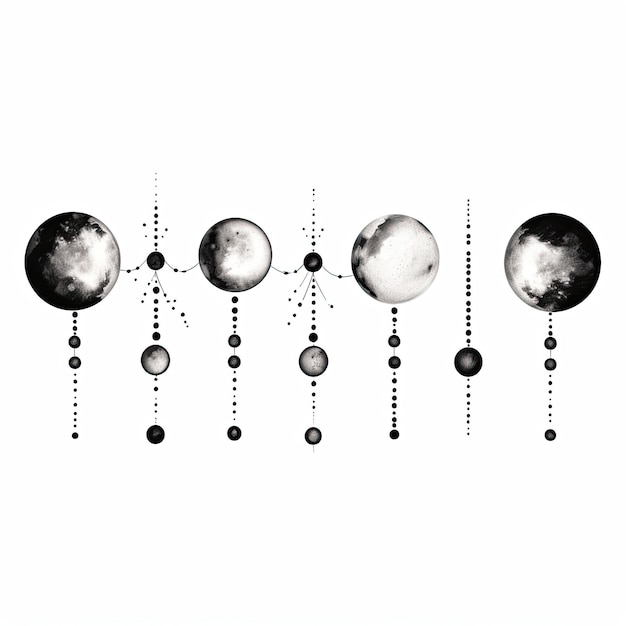 Photo moon phases tattoo isolated on white background