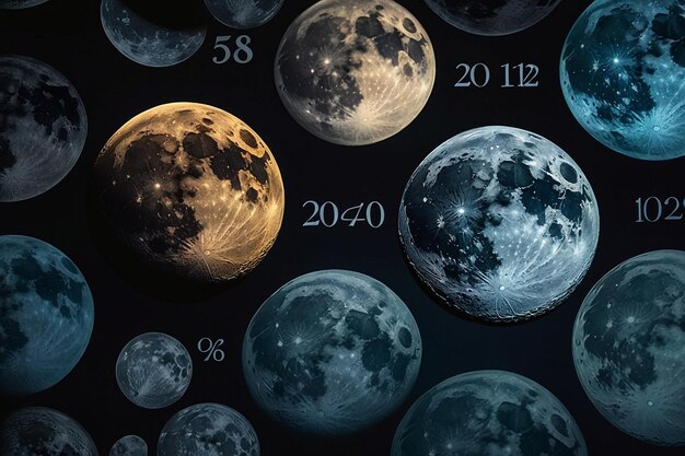 Moon phases on a wall calendar