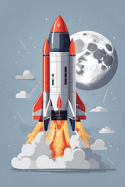 Moon Rocket Illustration