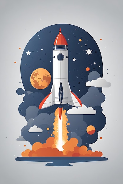 Moon Rocket Illustration