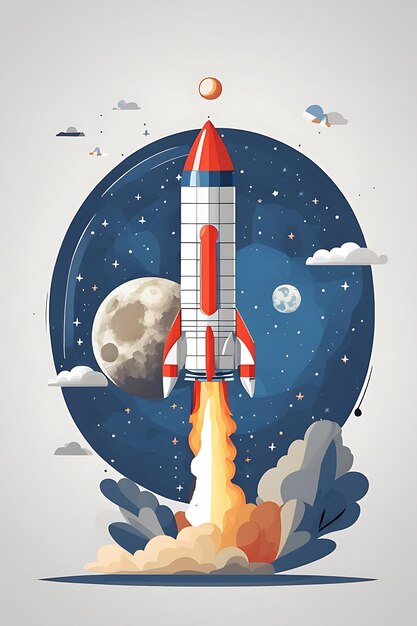 Moon Rocket Illustration