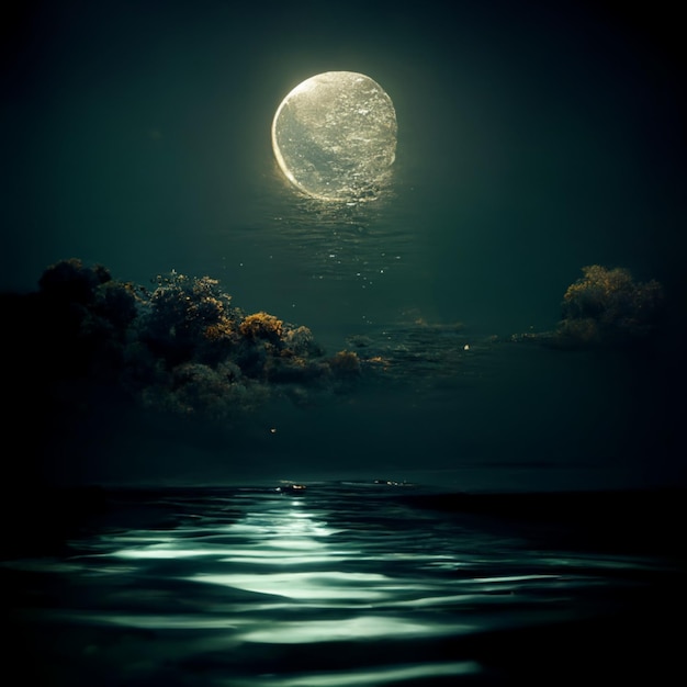 The moon and sea awesome view