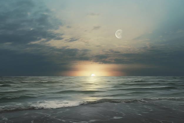 Moon over the sea Generative Ai