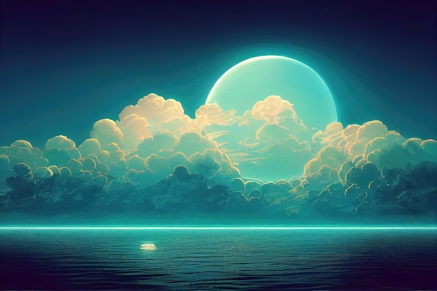 The moon and the sea wallpapers