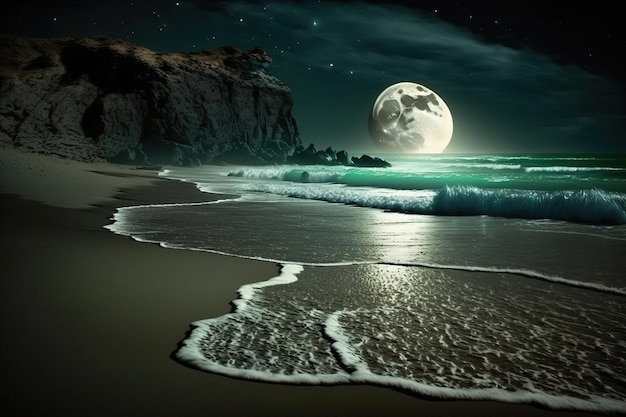 moon over the sea