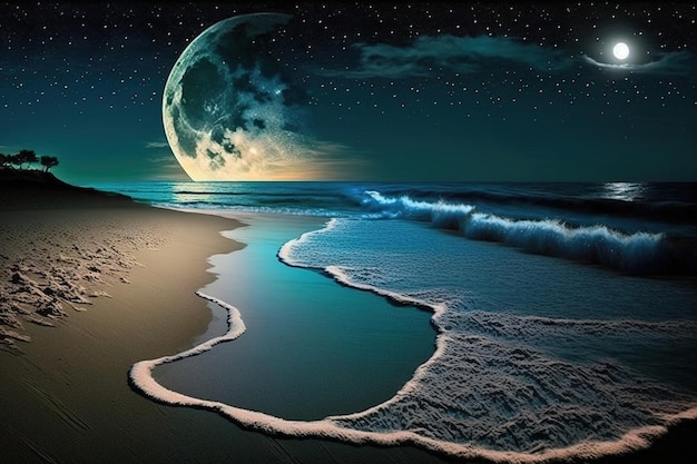 moon over the sea