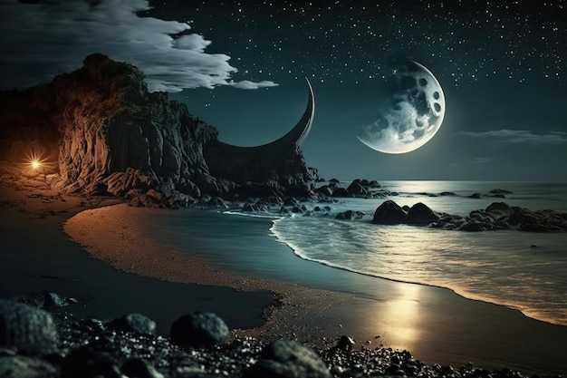 moon over the sea