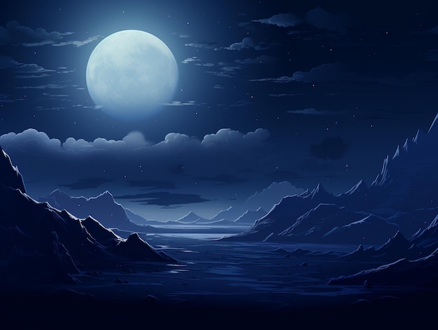 Moon in sky at night background asset game 2D futuristic