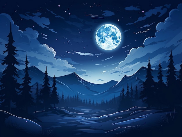 Moon in sky at night background asset game 2D futuristic