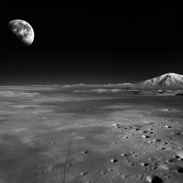 Photo moon in sky at night background out of the earth