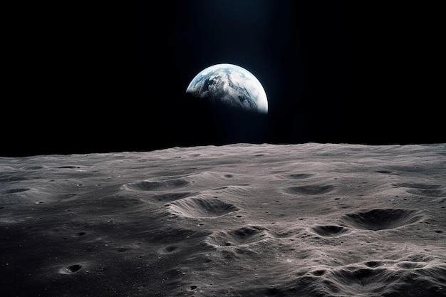 夜の空の月 地球の背景から