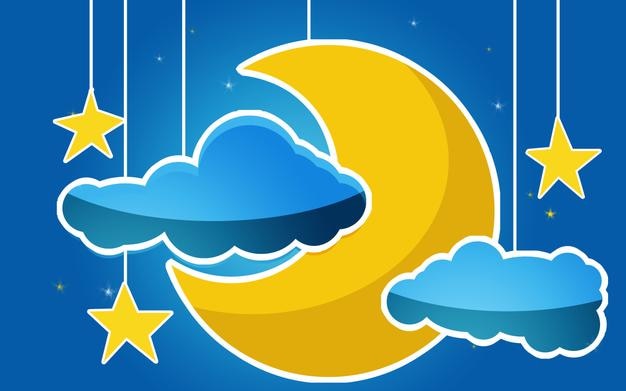 雲の中の月と星