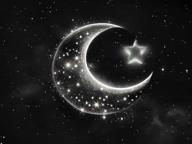 Photo moon and stars tattoo dark background art white background 4k image download