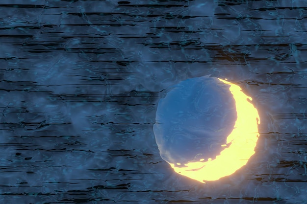 어두운 배경이 있는 달과 별추상 개념3d 렌더링