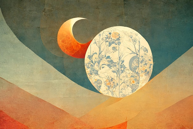 Moon and the sun repeat pattern wallpaper