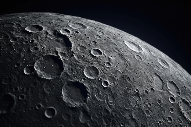 Moon surface Craters and furrows on the surface of the earth's satellite Generative AI illustration