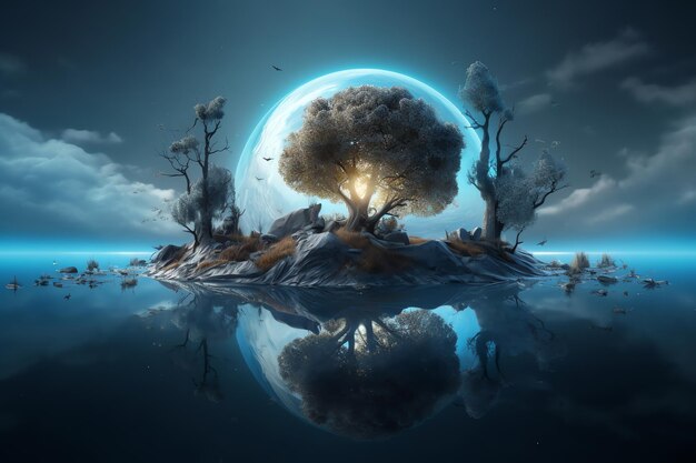 달과 생명나무