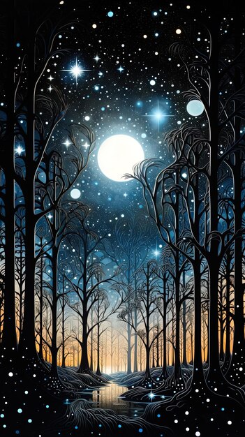 the moon and the trees by person