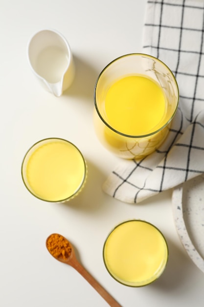 Moon or turmeric milk concept of tasty drink