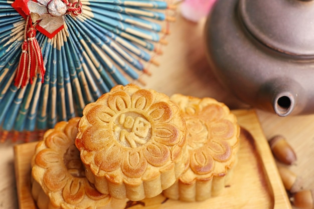 mooncake festival with hot tea